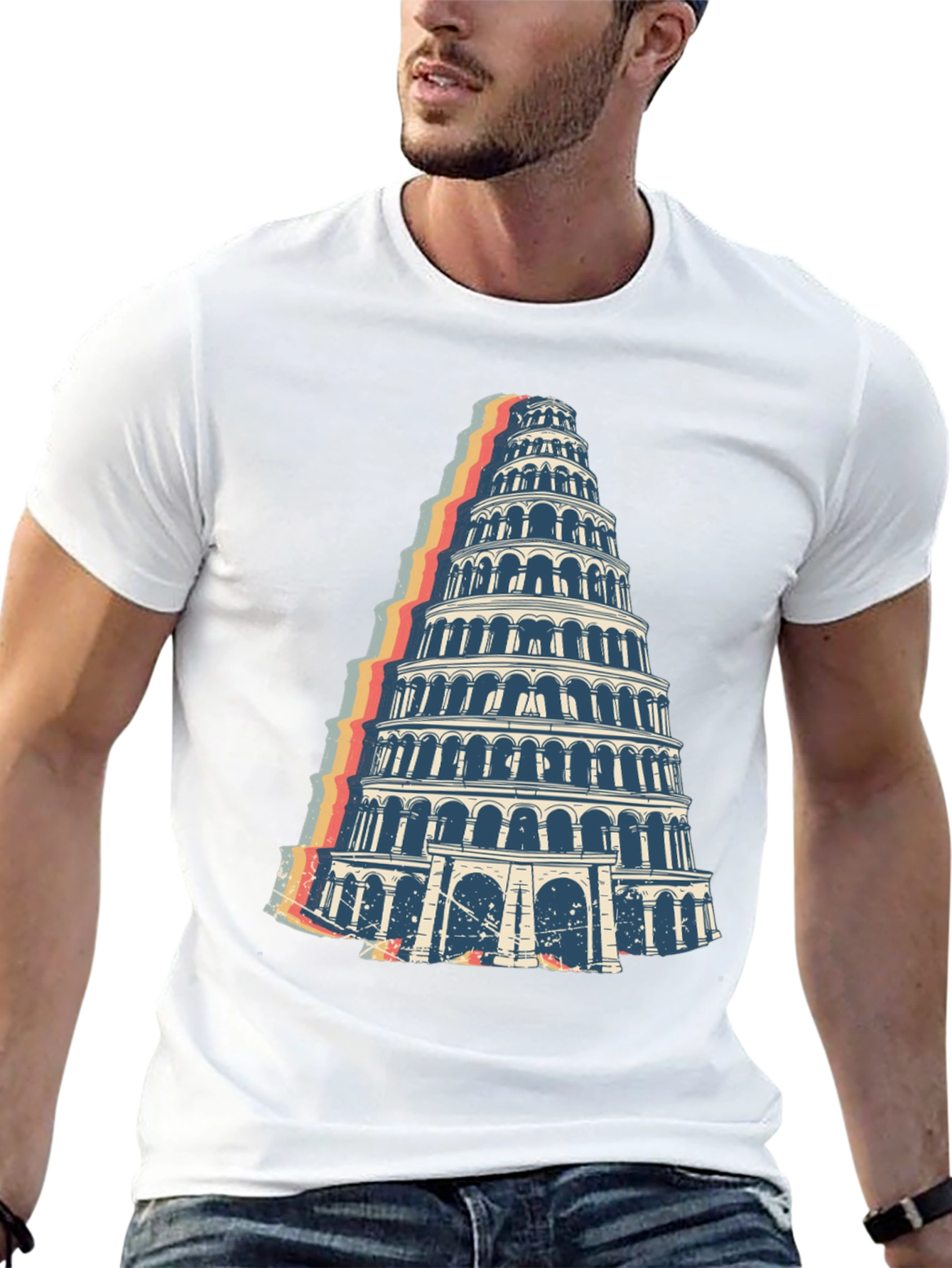 Tower Graphic Tee - Retro Style Black T-Shirt