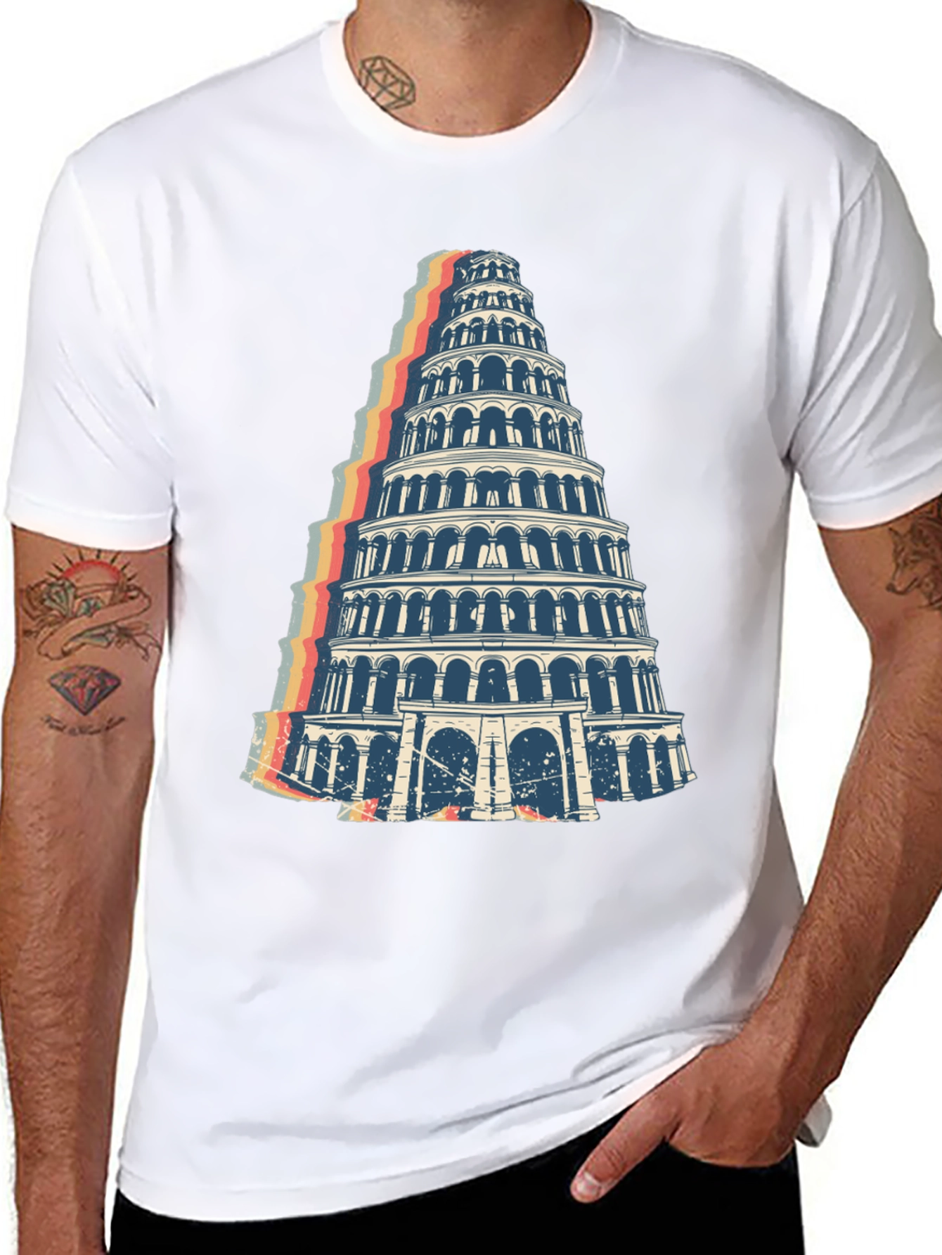 Tower Graphic Tee - Retro Style Black T-Shirt