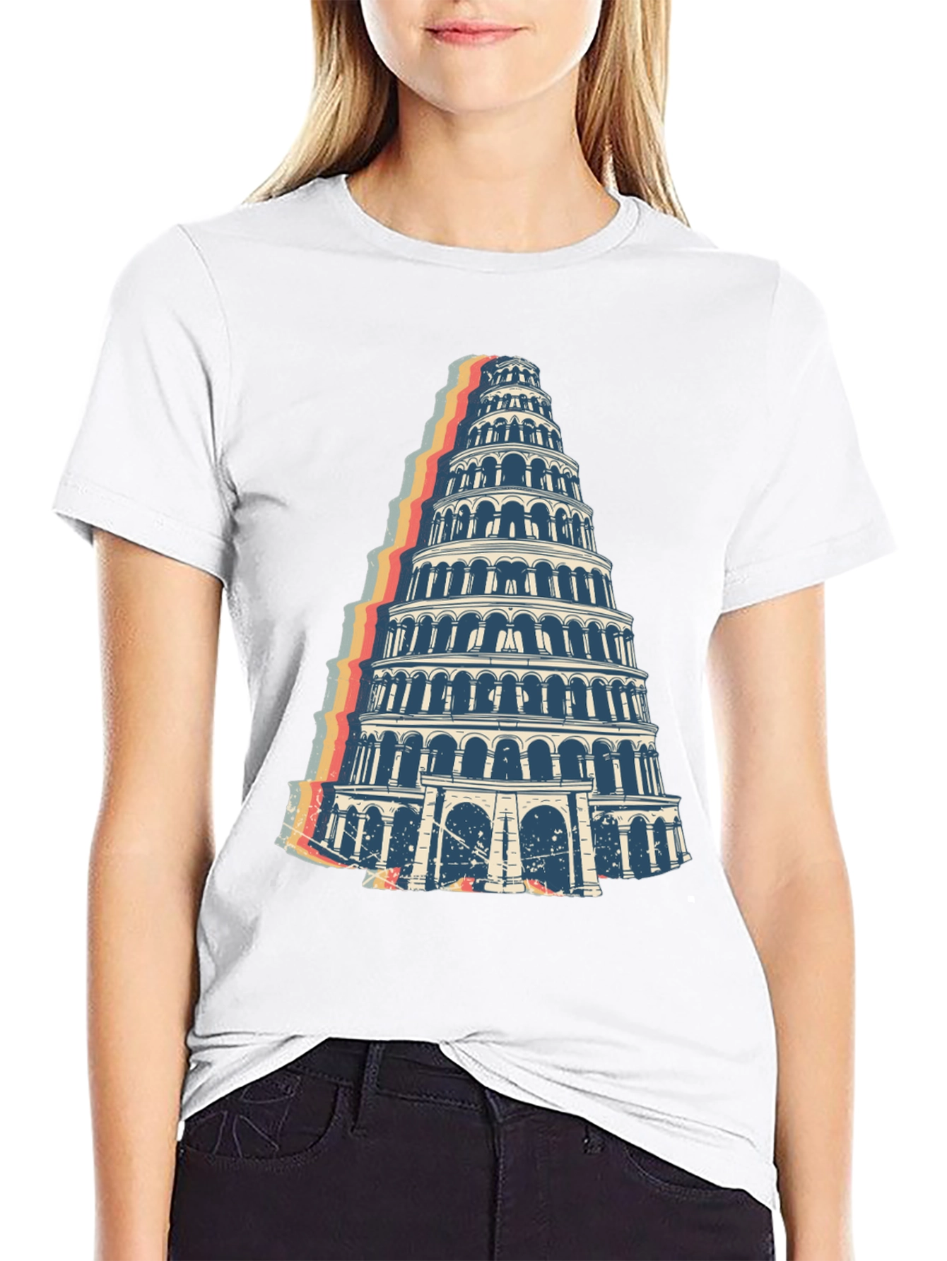 Tower Graphic Tee - Retro Style Black T-Shirt