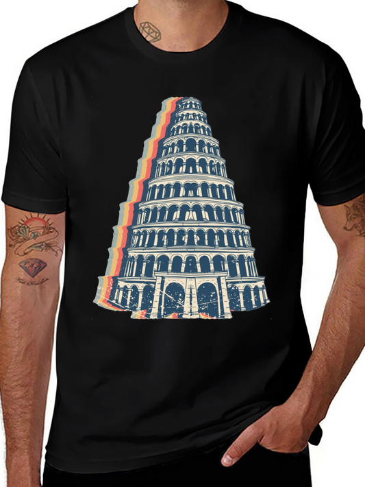 Tower Graphic Tee - Retro Style Black T-Shirt