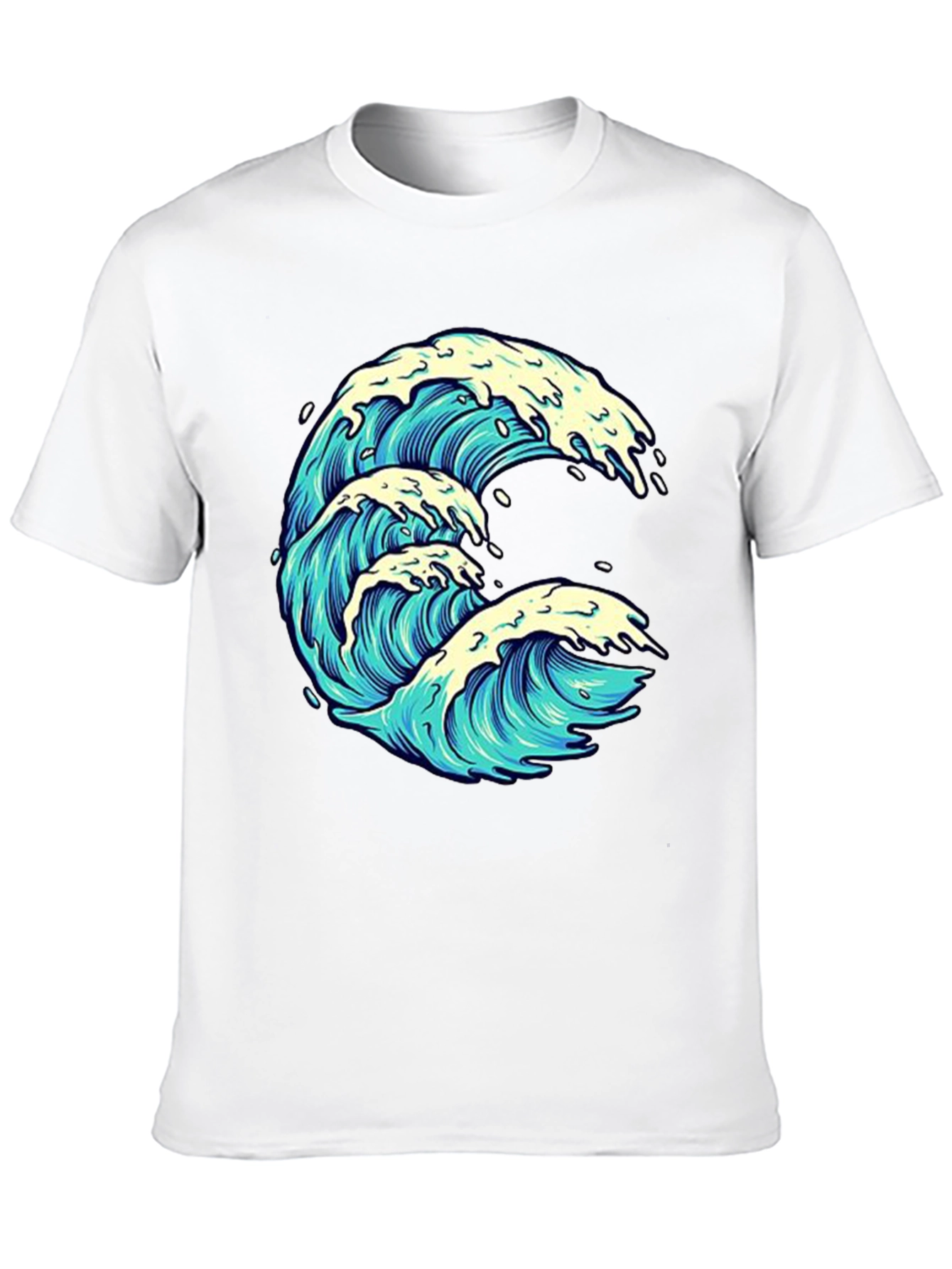 Wave Graphic Print Black Tee
