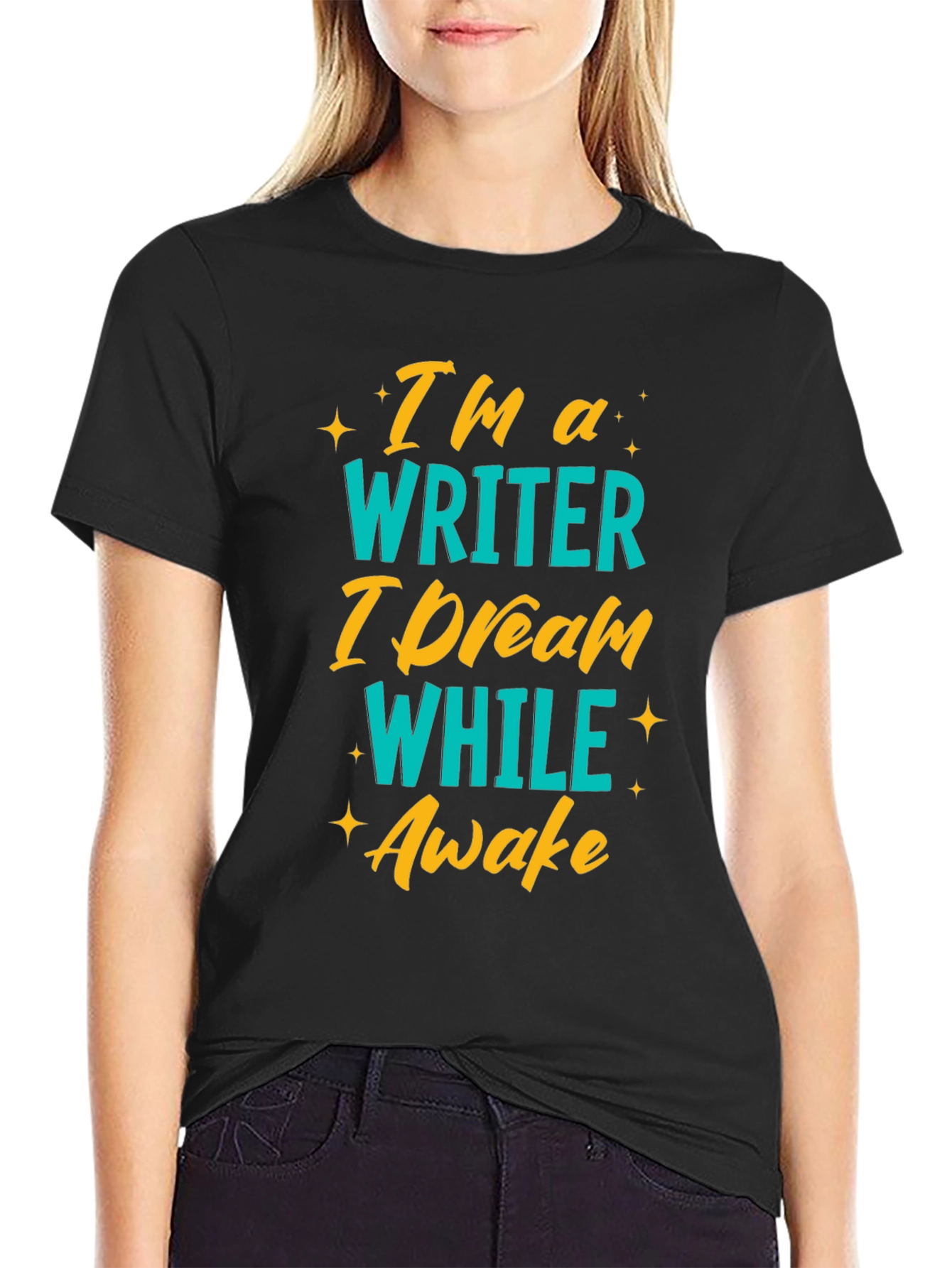 Writer Dreamer Graphic Tee - Black Cotton T-Shirt