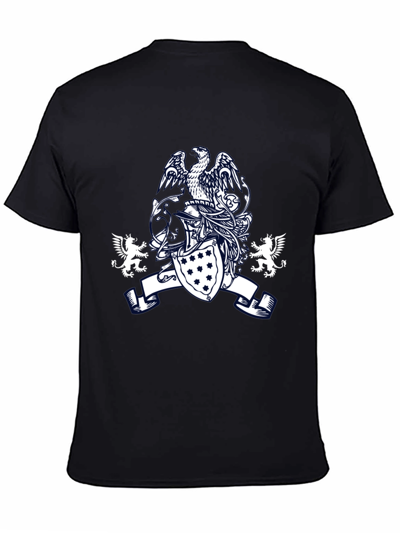 Heraldic Eagle Shield Graphic Black T-Shirt