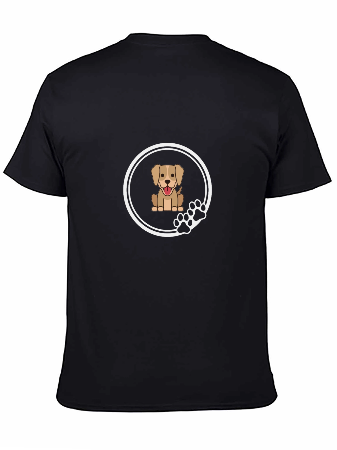 Cute Dog Paw Print Graphic Tee - Black