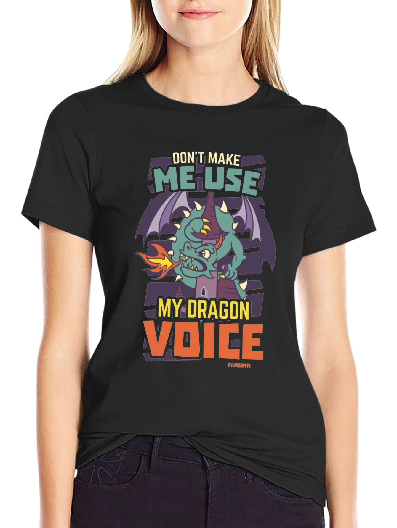 Dragon Voice Graphic Tee - Black Novelty T-Shirt