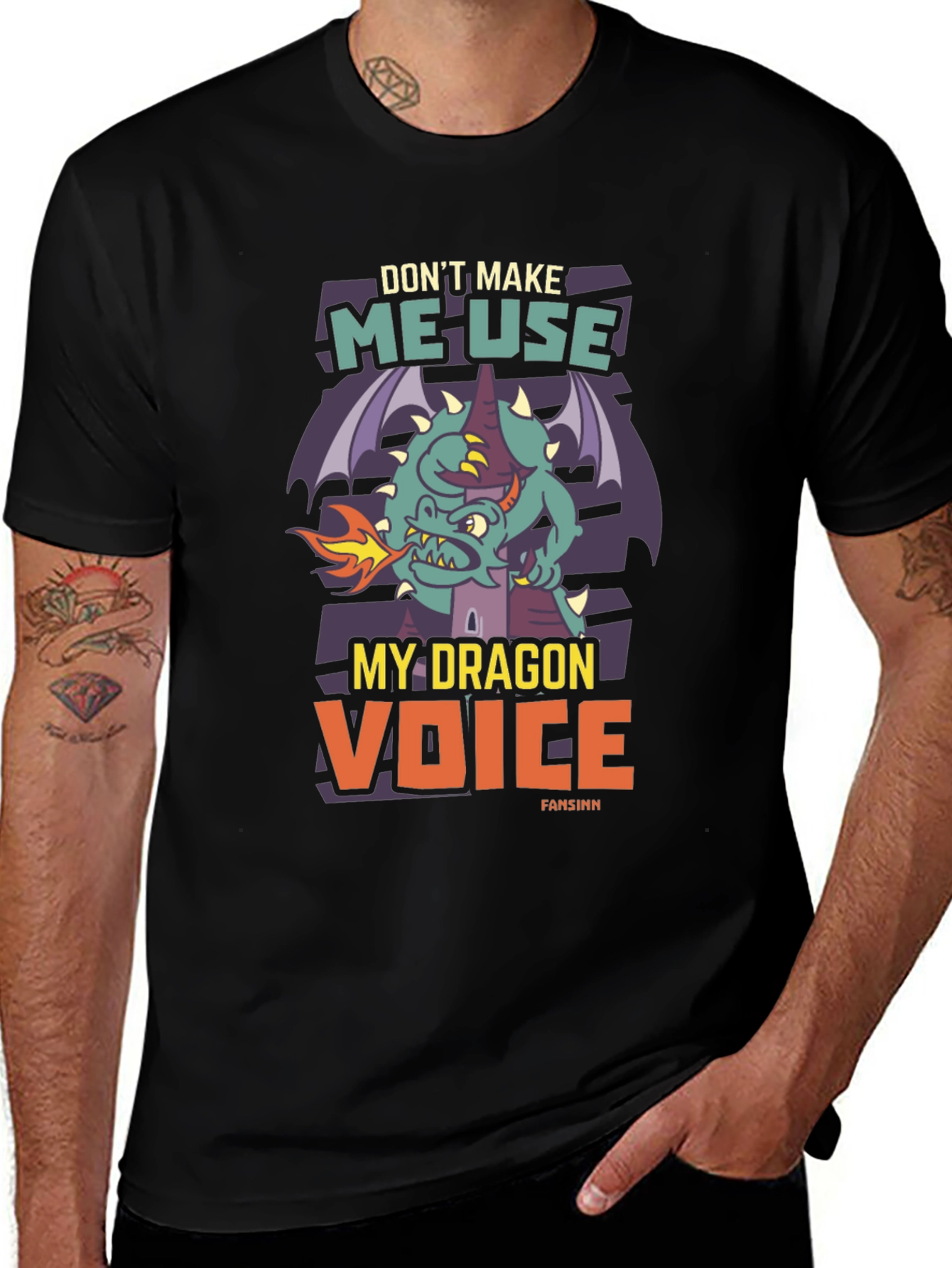 Dragon Voice Graphic Tee - Black Novelty T-Shirt