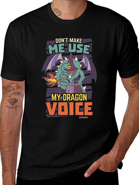 Dragon Voice Graphic Tee - Black Novelty T-Shirt