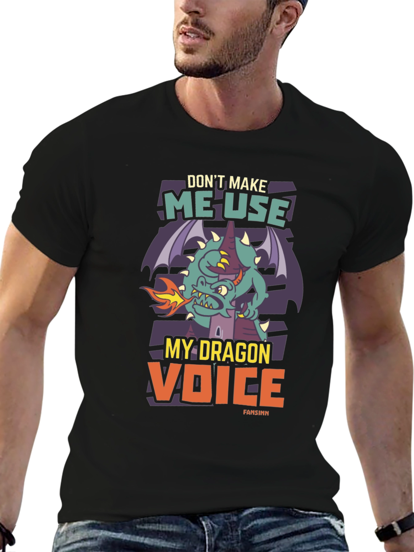 Dragon Voice Graphic Tee - Black Novelty T-Shirt