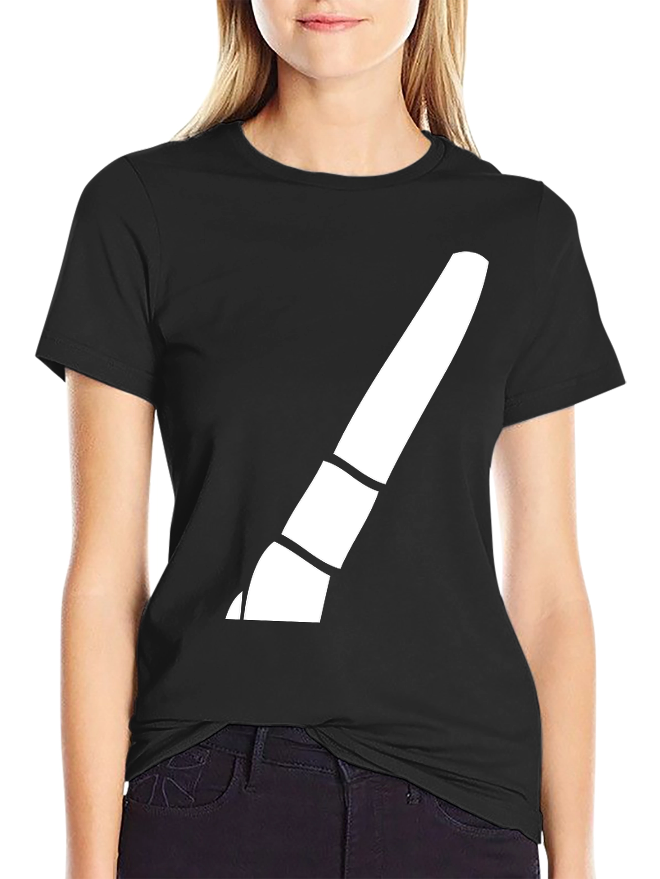 Modern Brush Stroke Graphic Tee - Black