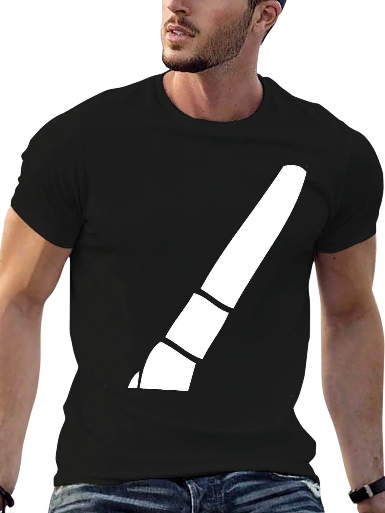 Modern Brush Stroke Graphic Tee - Black