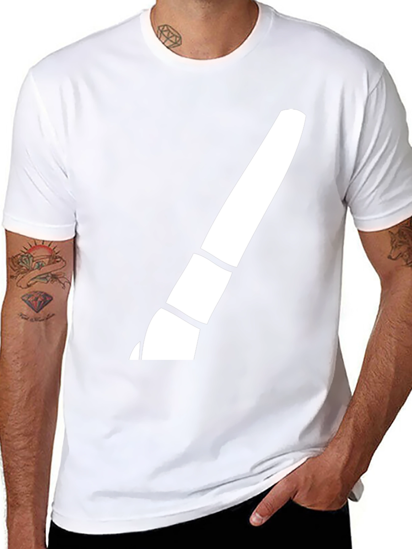 Modern Brush Stroke Graphic Tee - Black