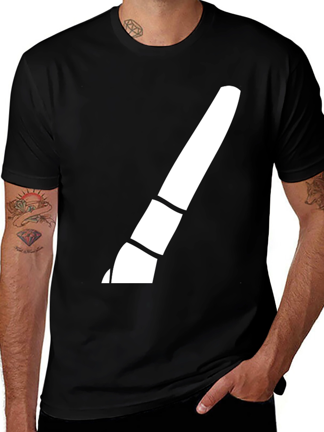 Modern Brush Stroke Graphic Tee - Black