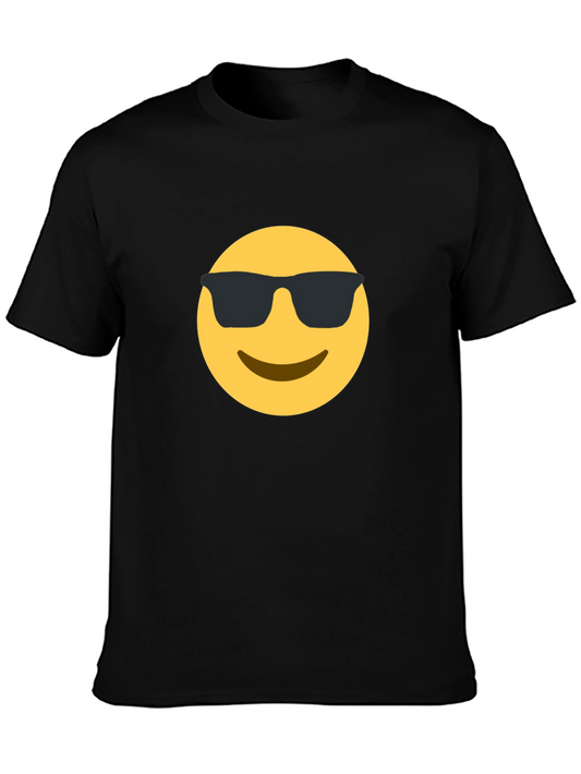 Cool Emoji Graphic Tee - Black Cotton T-Shirt