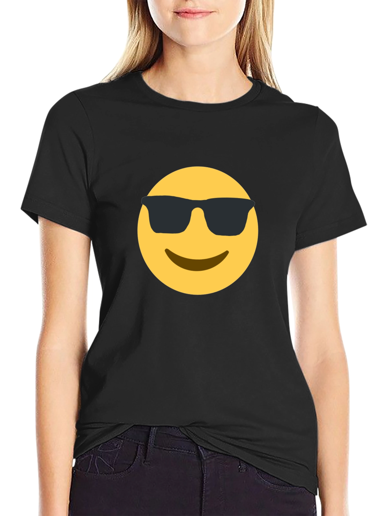 Cool Emoji Graphic Tee - Black Cotton T-Shirt