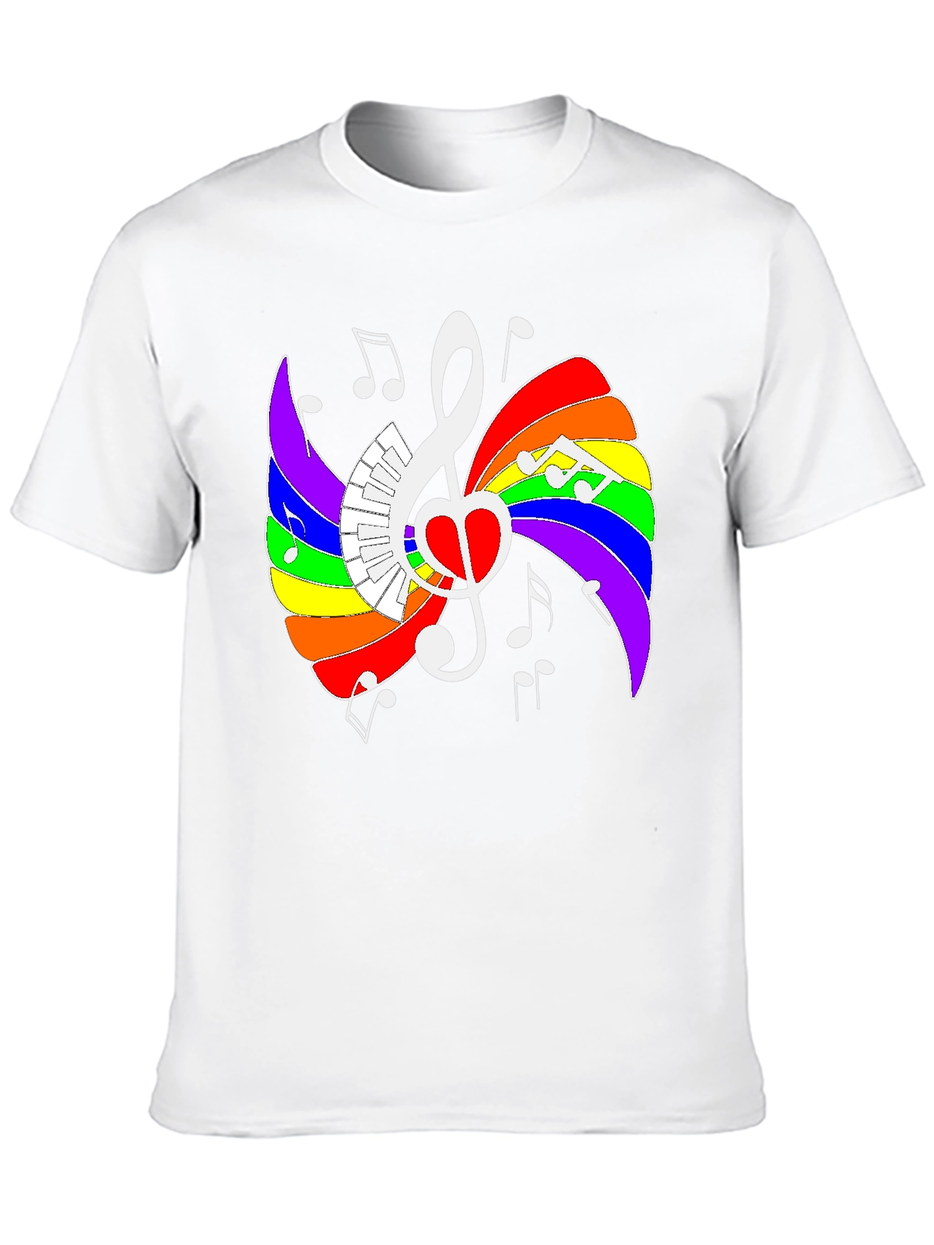 Rainbow Music Heart Graphic Tee - Stylish Unisex Shirt