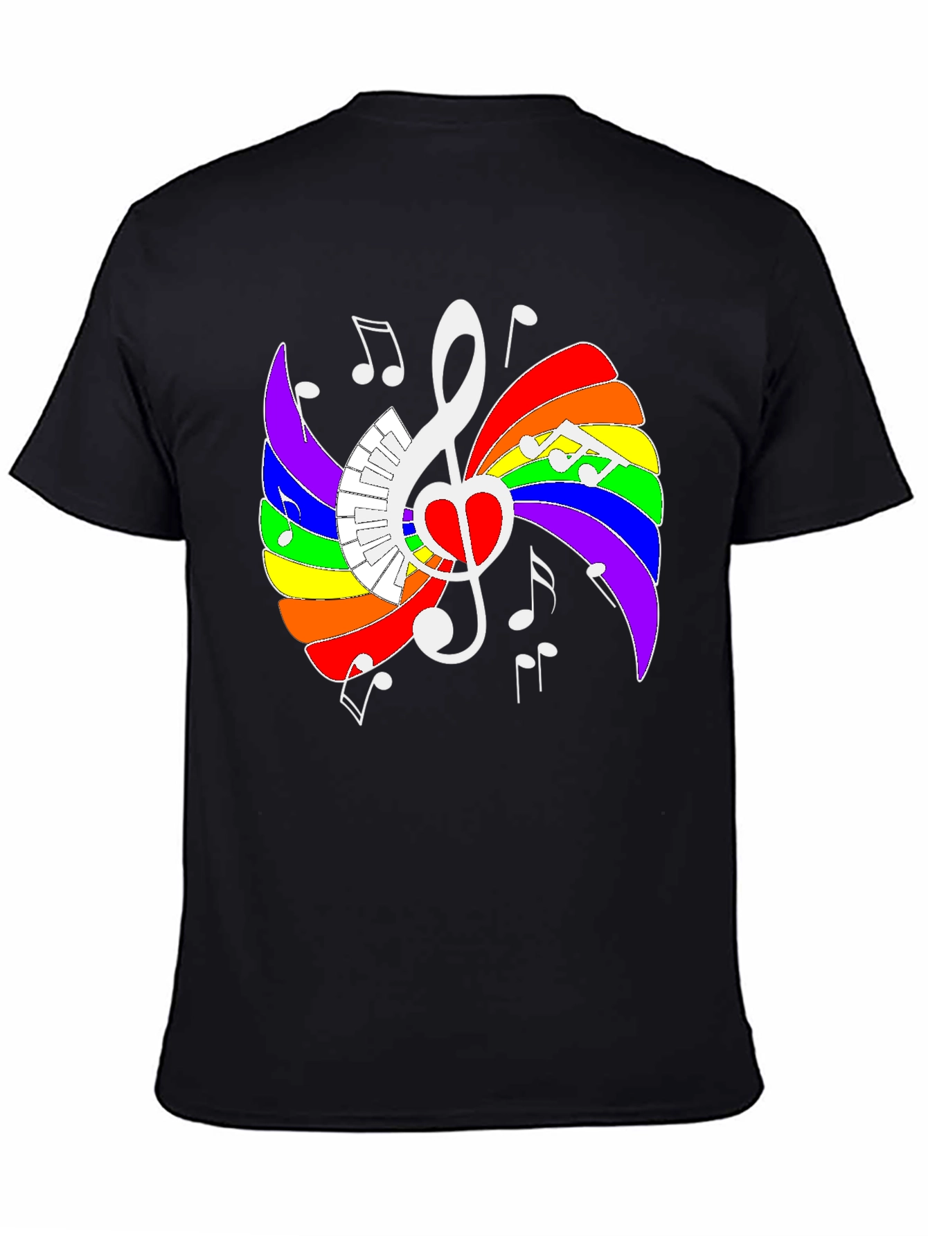 Rainbow Music Heart Graphic Tee - Stylish Unisex Shirt