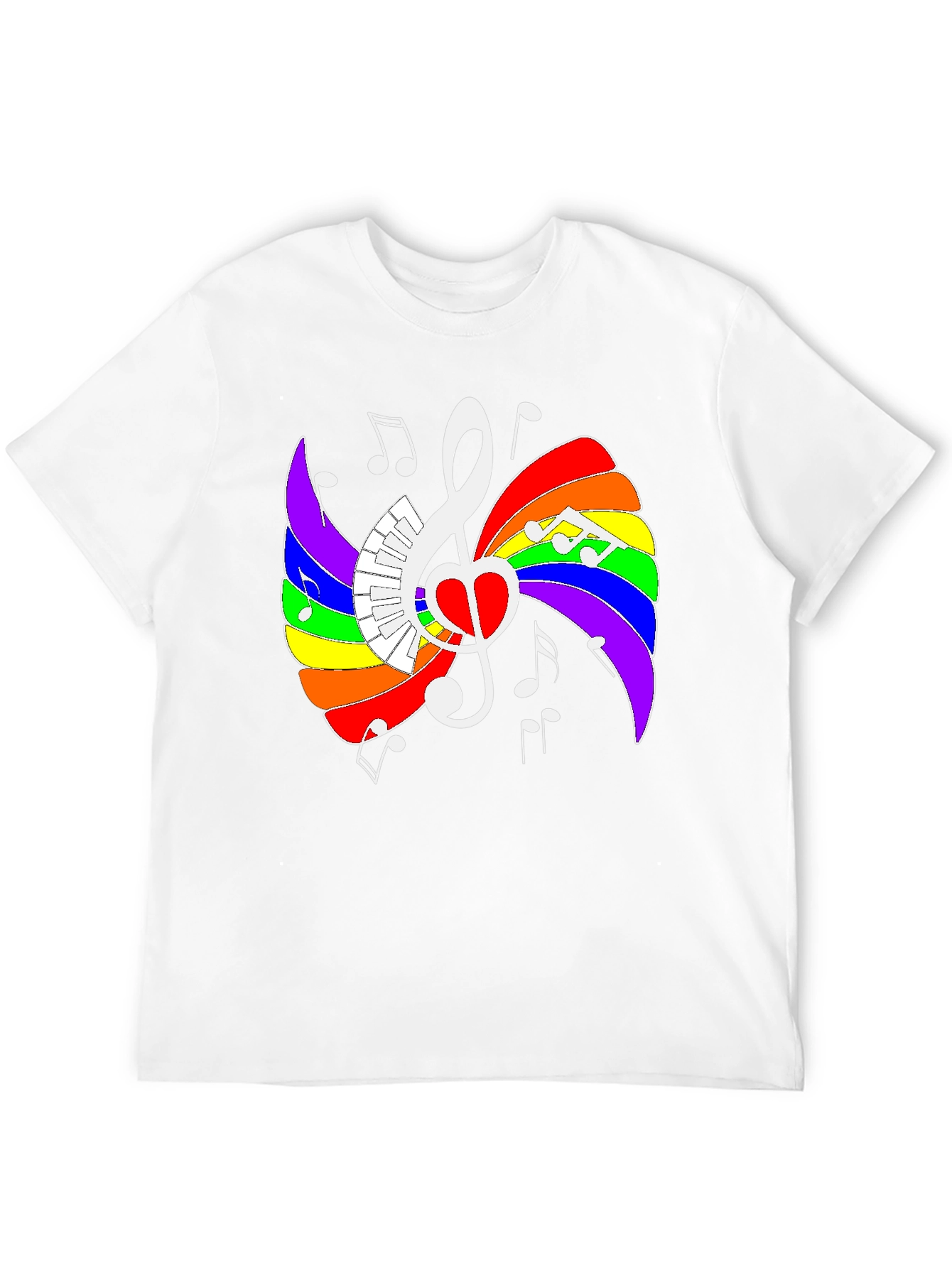 Rainbow Music Heart Graphic Tee - Stylish Unisex Shirt