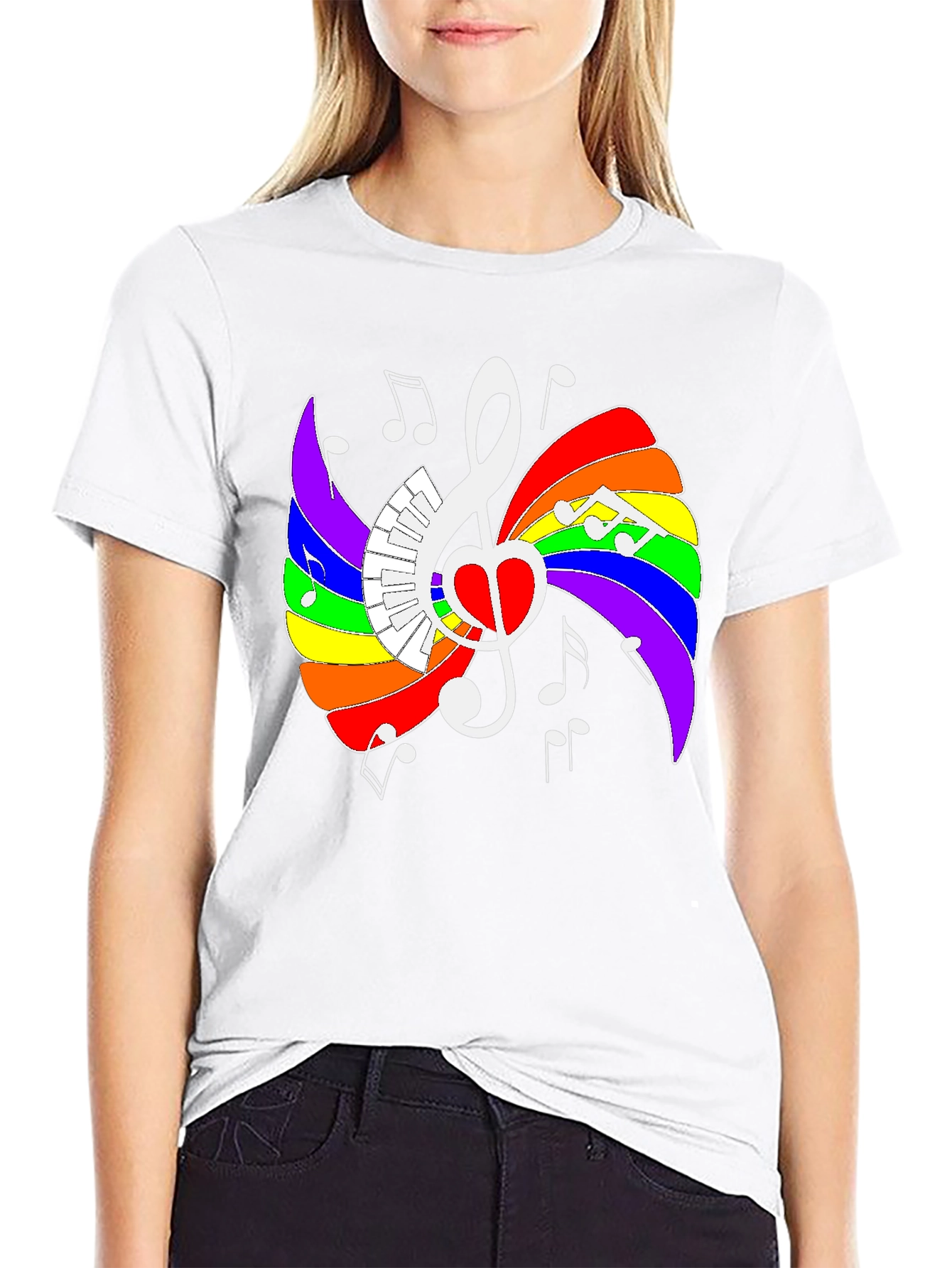 Rainbow Music Heart Graphic Tee - Stylish Unisex Shirt