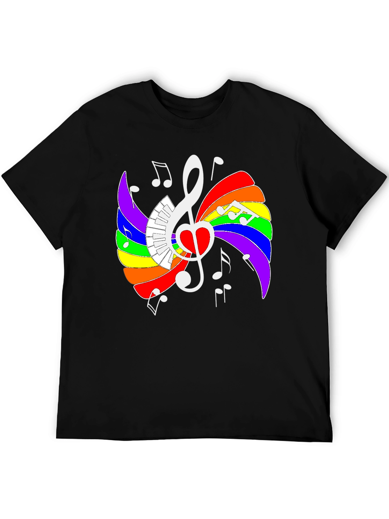 Rainbow Music Heart Graphic Tee - Stylish Unisex Shirt