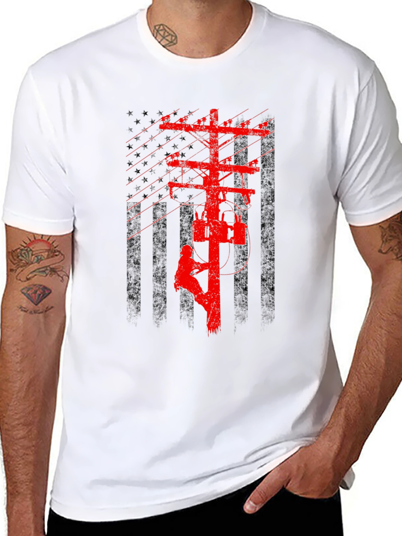Lineman American Flag T-Shirt