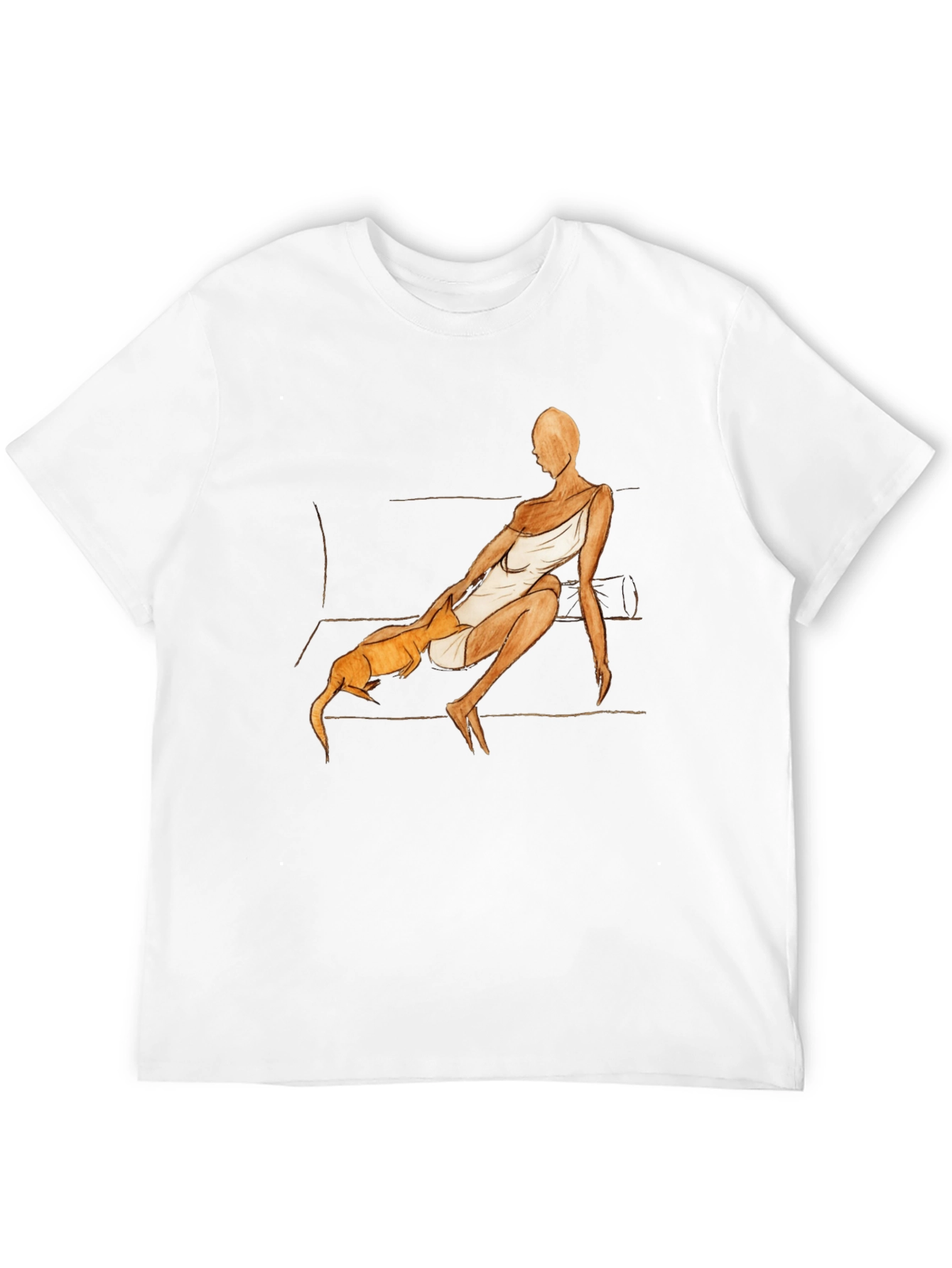 Woman and Dog Graphic Tee - Casual Black T-Shirt