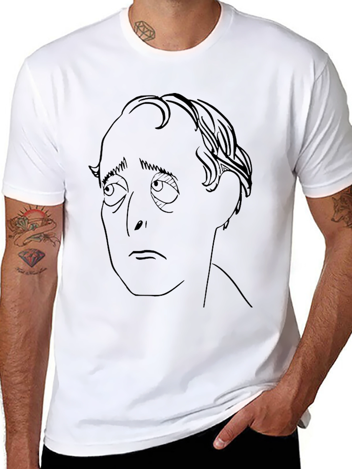 Melancholy Line Art Tee - Unisex Black T-Shirt