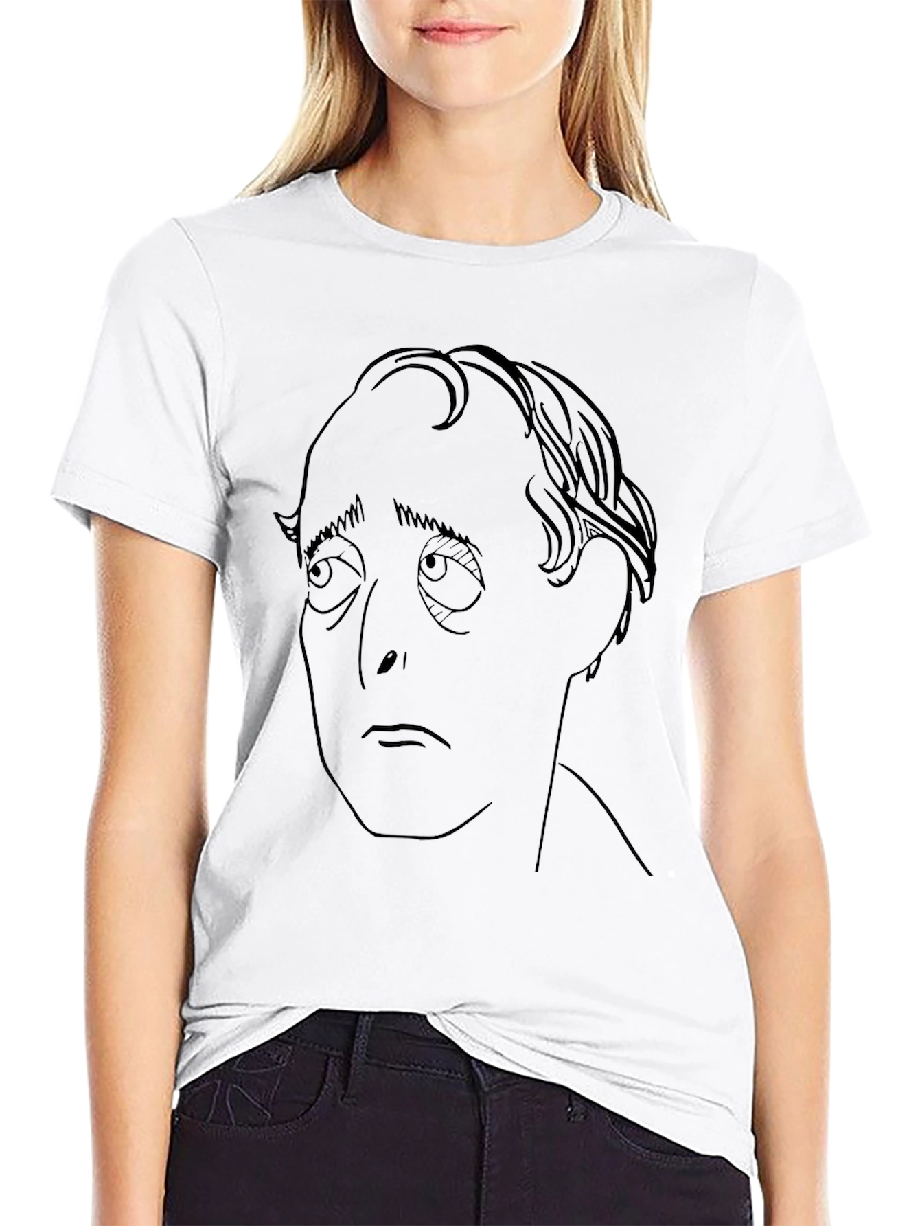 Melancholy Line Art Tee - Unisex Black T-Shirt