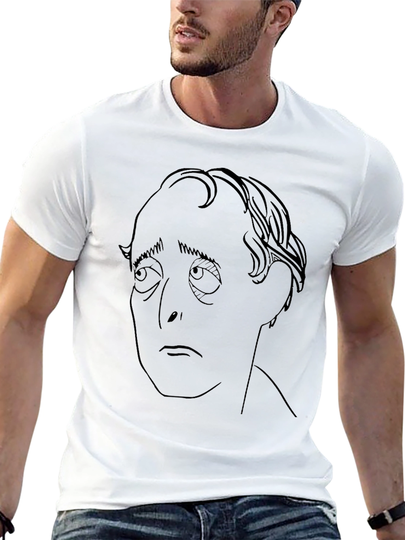 Melancholy Line Art Tee - Unisex Black T-Shirt