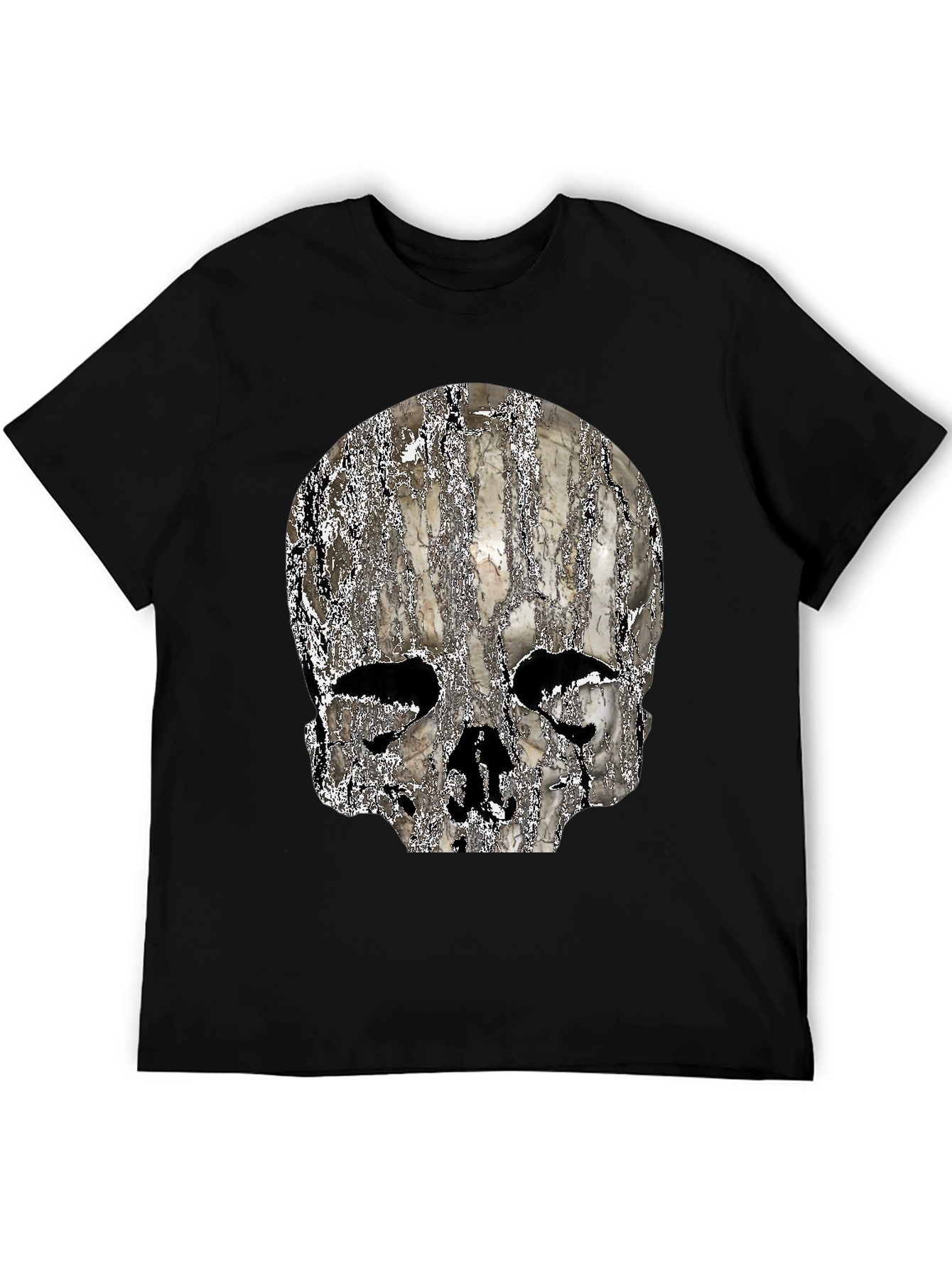 Textured Skull Graphic Black T-Shirt