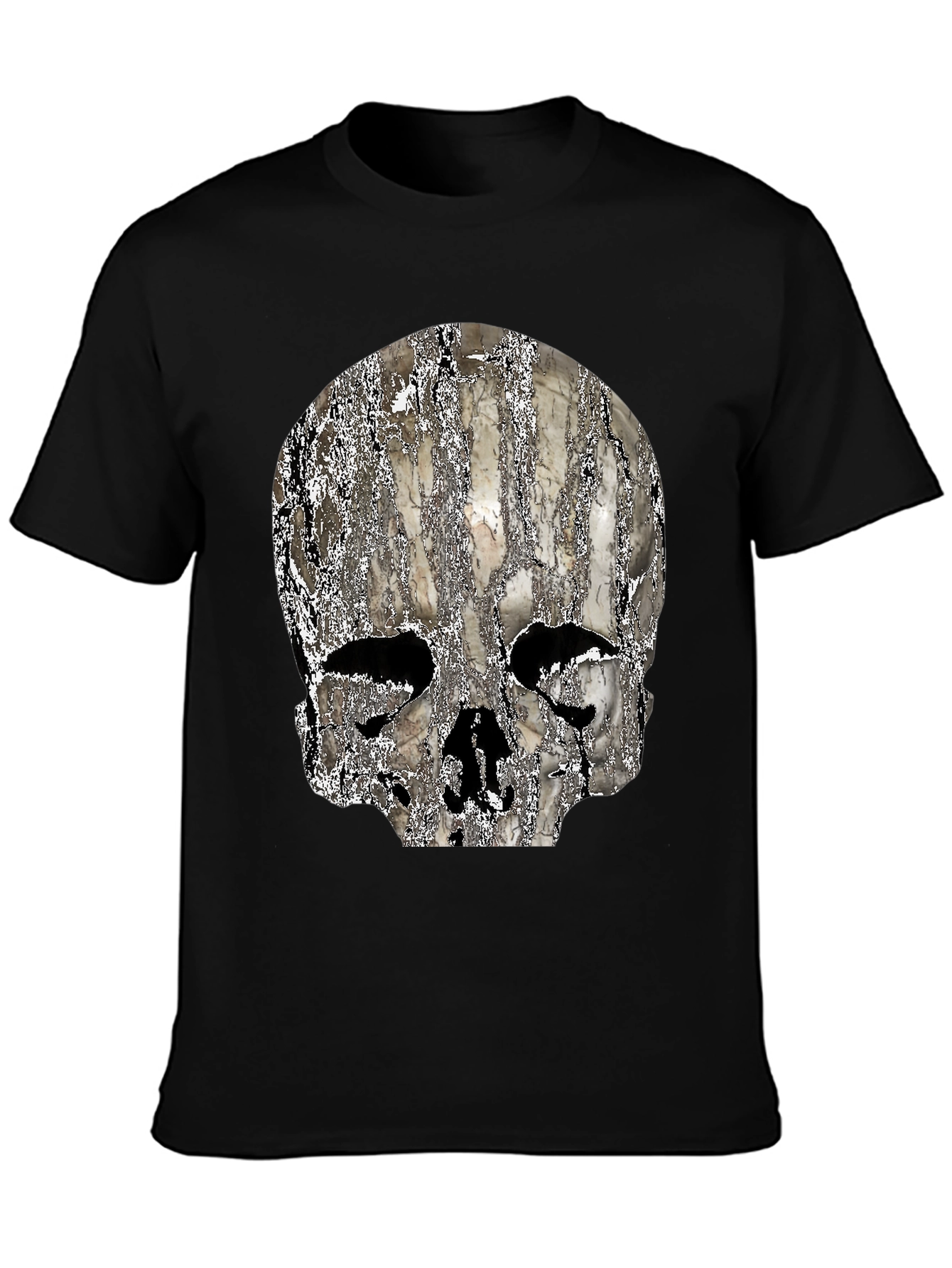 Textured Skull Graphic Black T-Shirt