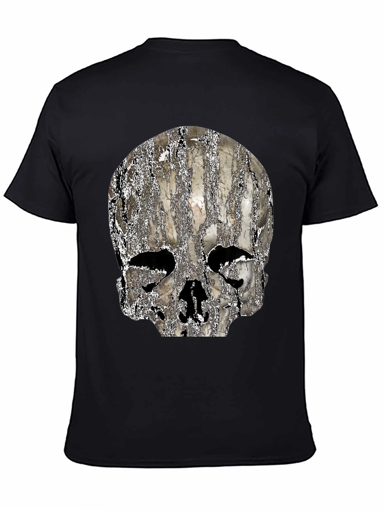 Textured Skull Graphic Black T-Shirt