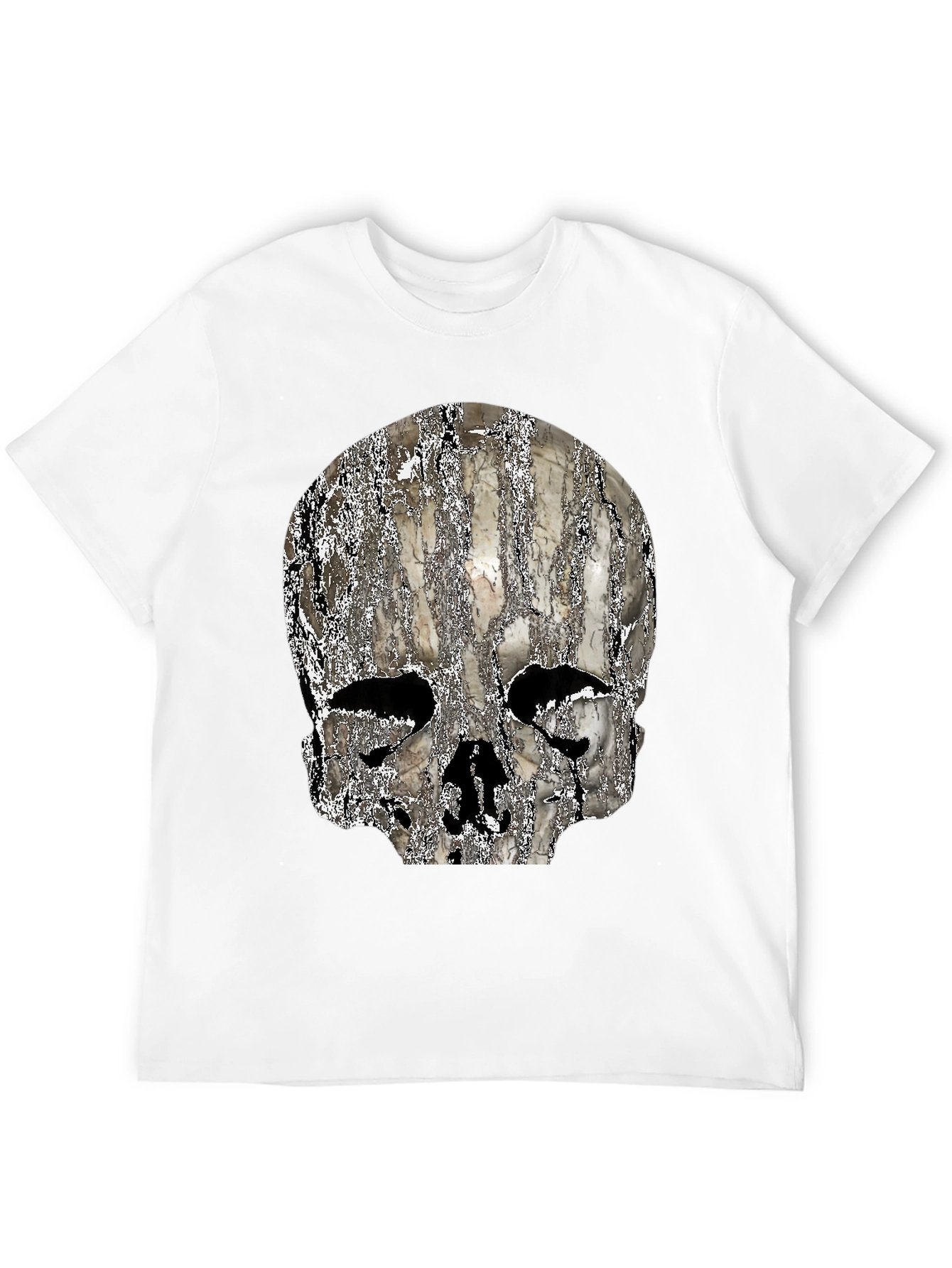 Textured Skull Graphic Black T-Shirt