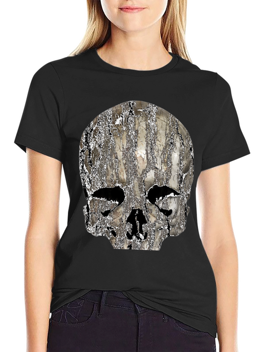 Textured Skull Graphic Black T-Shirt
