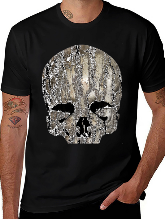 Textured Skull Graphic Black T-Shirt