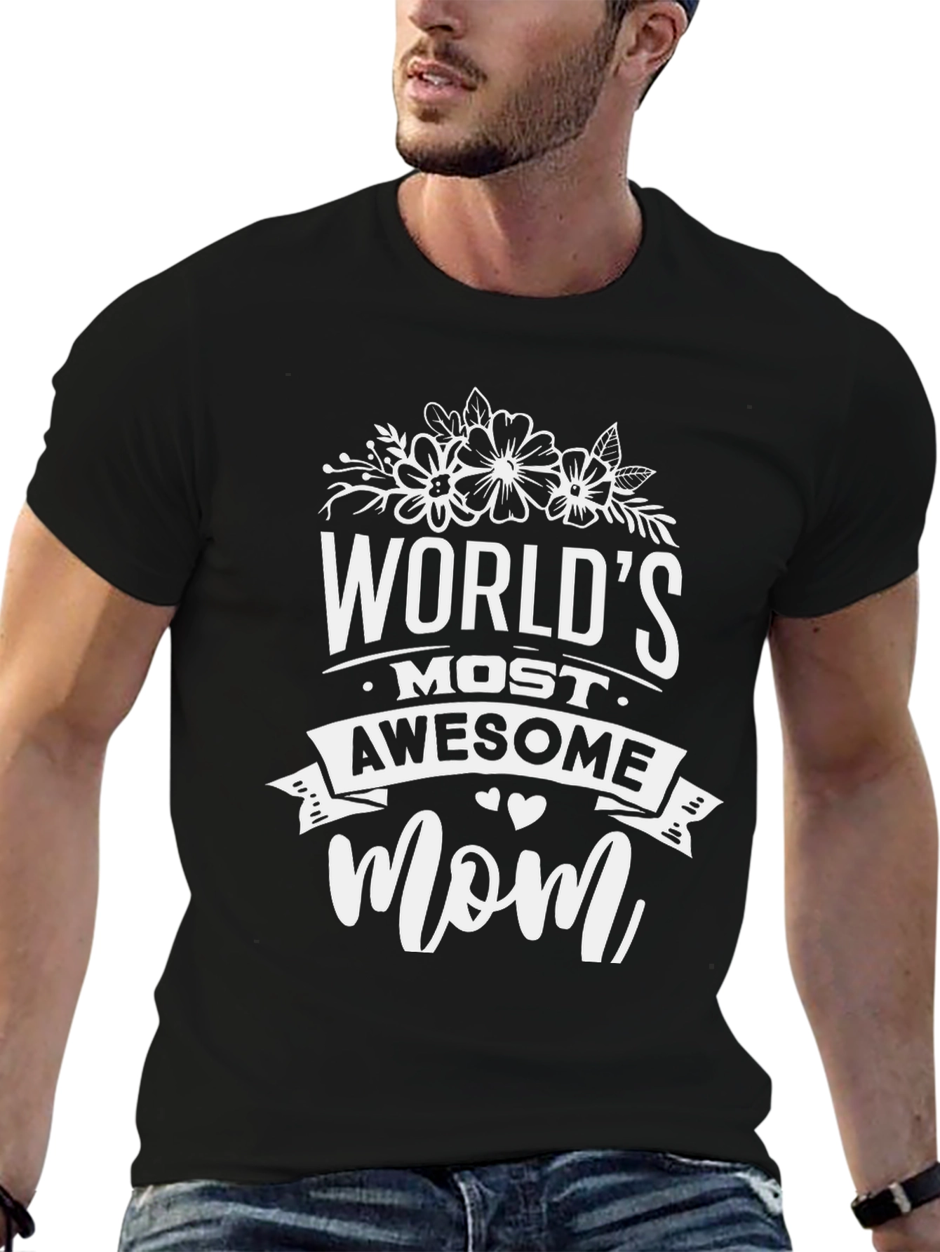 Worlds Most Awesome Mom Black Graphic T-Shirt