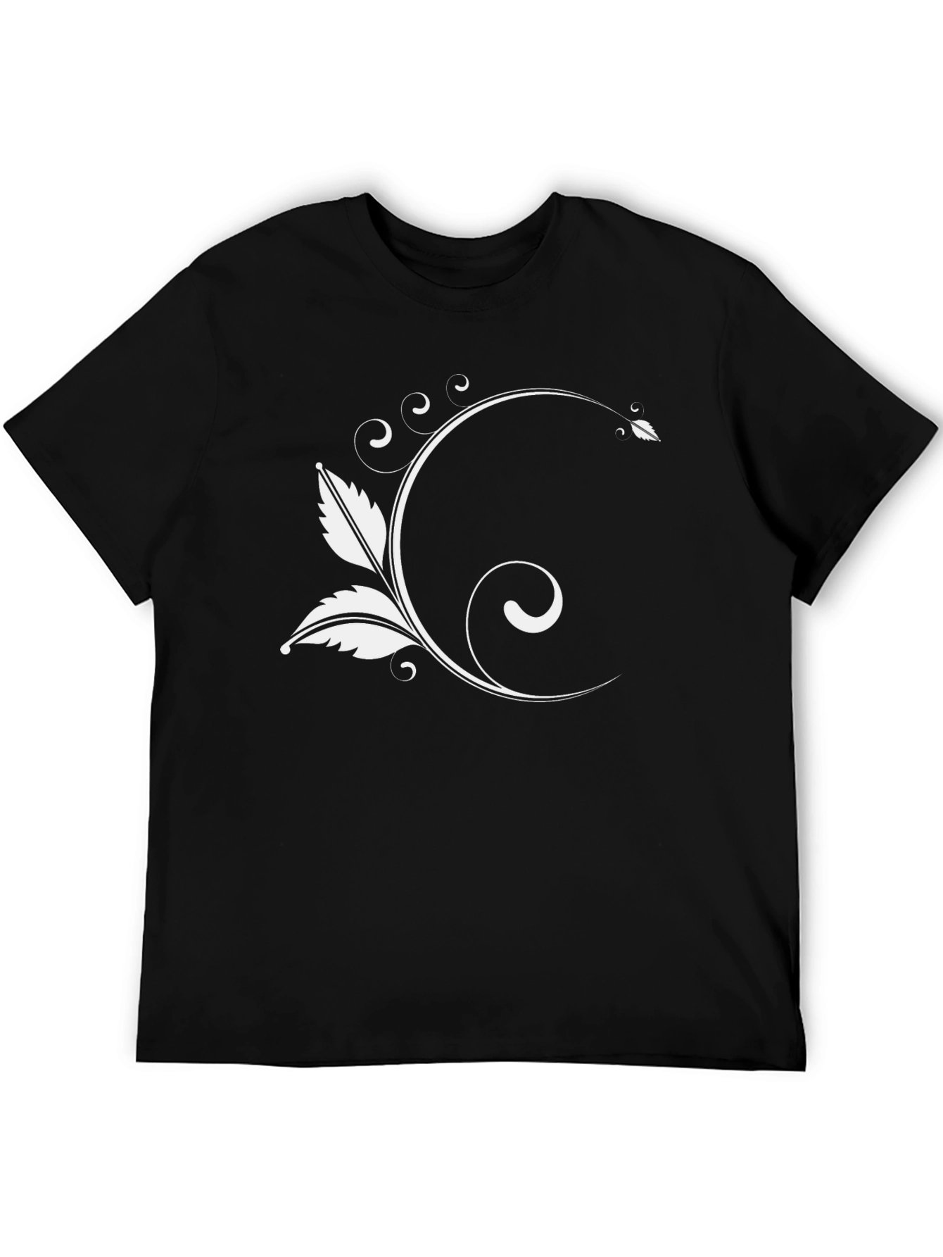 Elegant Floral Graphic Black T-Shirt