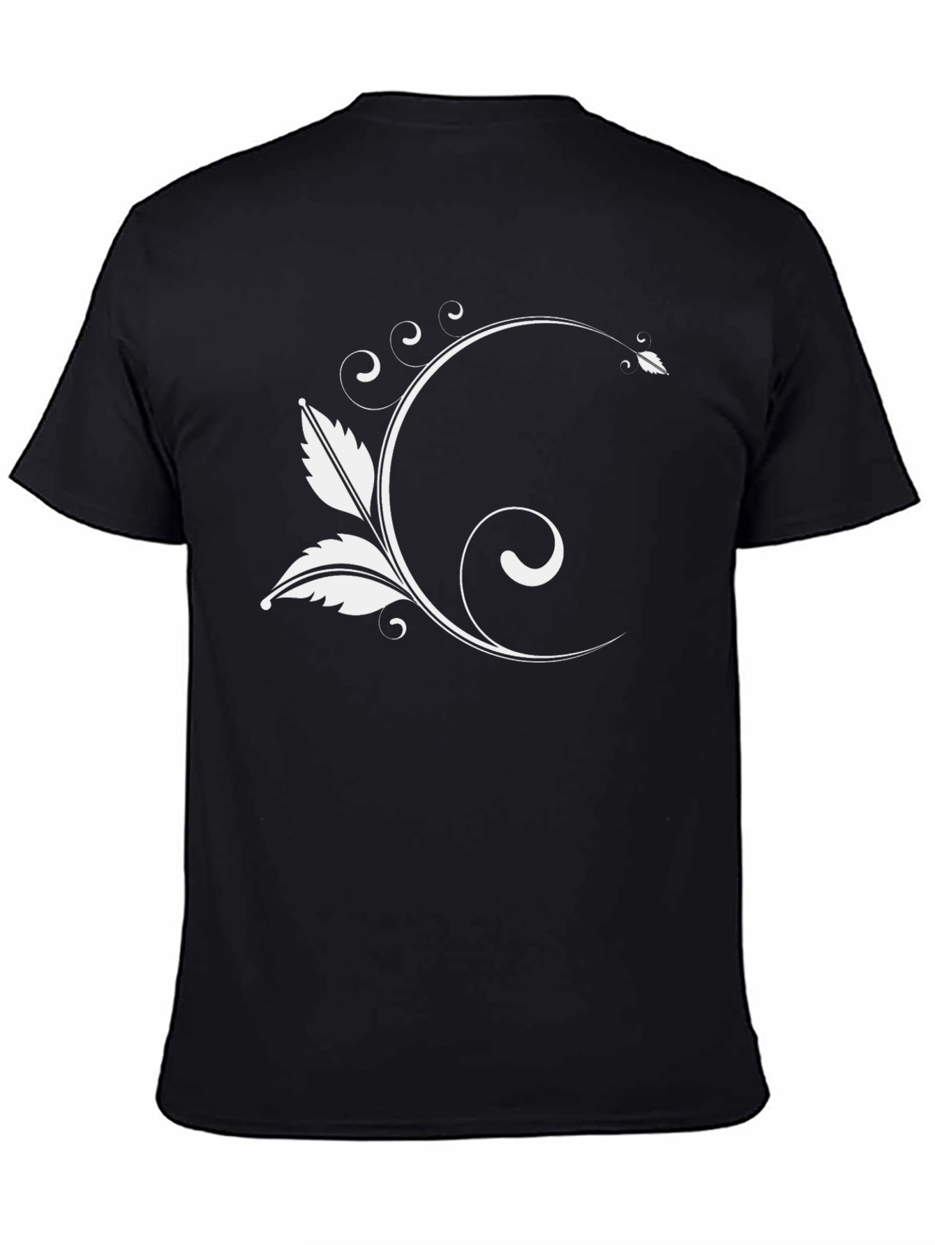 Elegant Floral Graphic Black T-Shirt