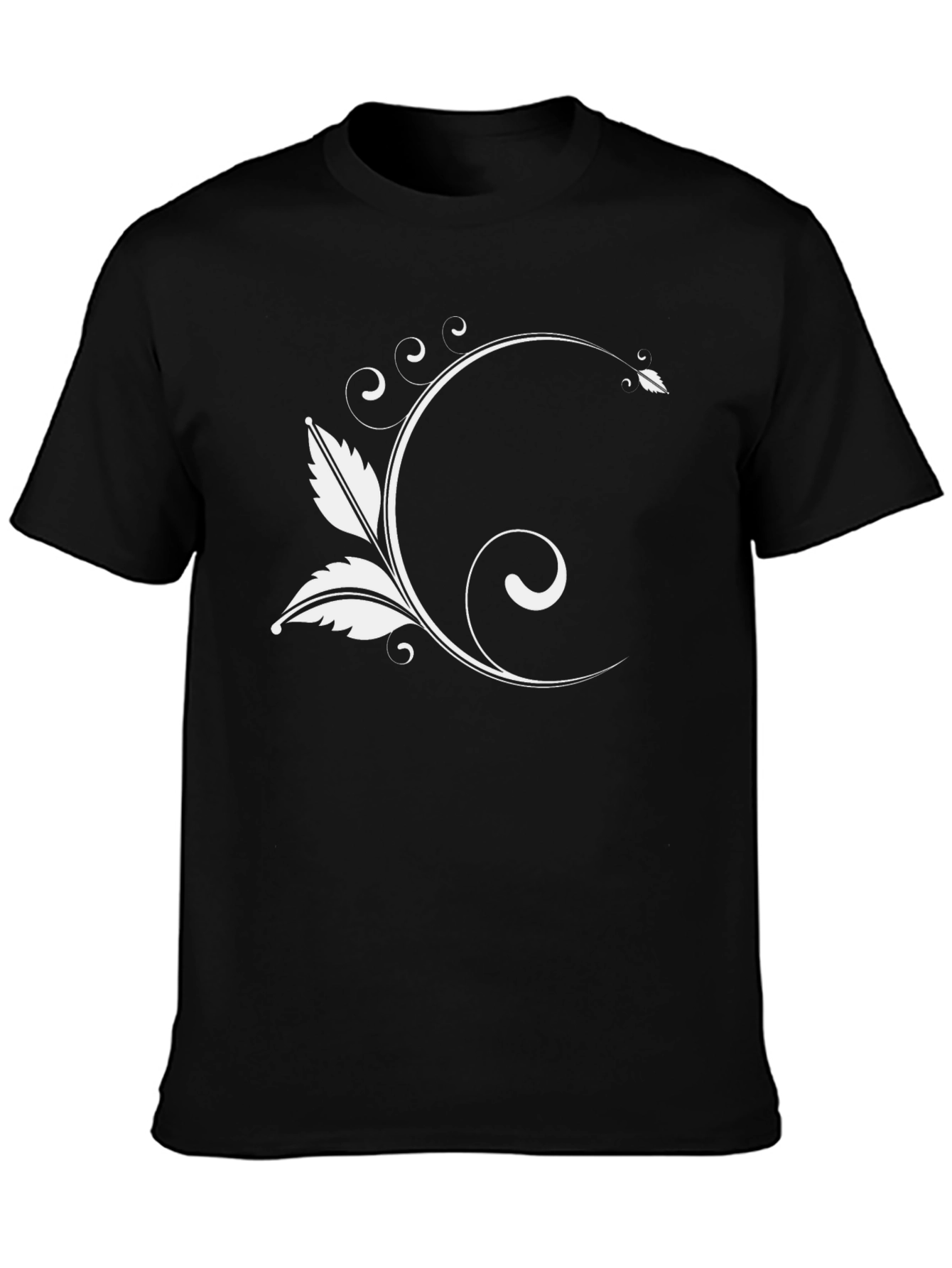 Elegant Floral Graphic Black T-Shirt