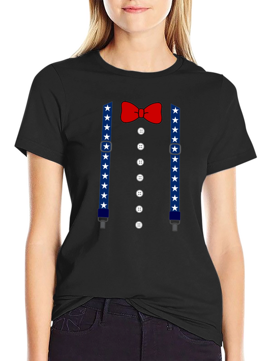 Patriotic Suspenders & Bow Tie Mens T-Shirt