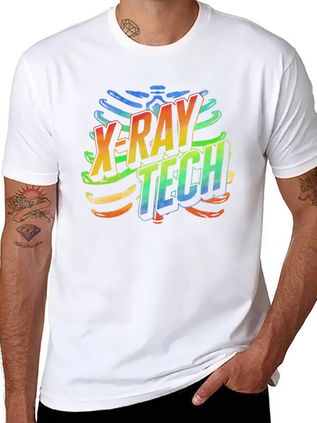 X-Ray Tech Rainbow Graphic Black T-Shirt