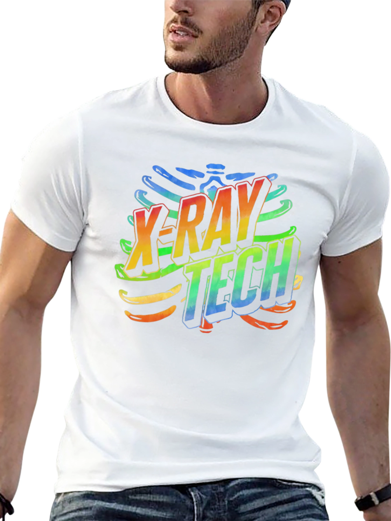 X-Ray Tech Rainbow Graphic Black T-Shirt