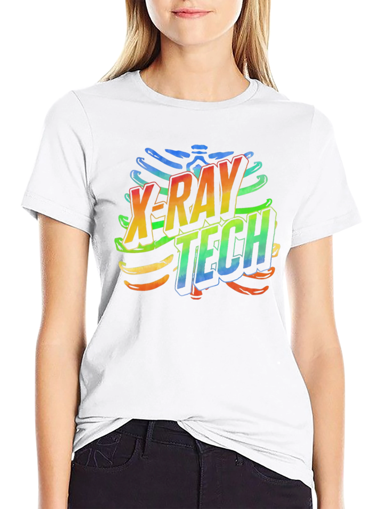X-Ray Tech Rainbow Graphic Black T-Shirt