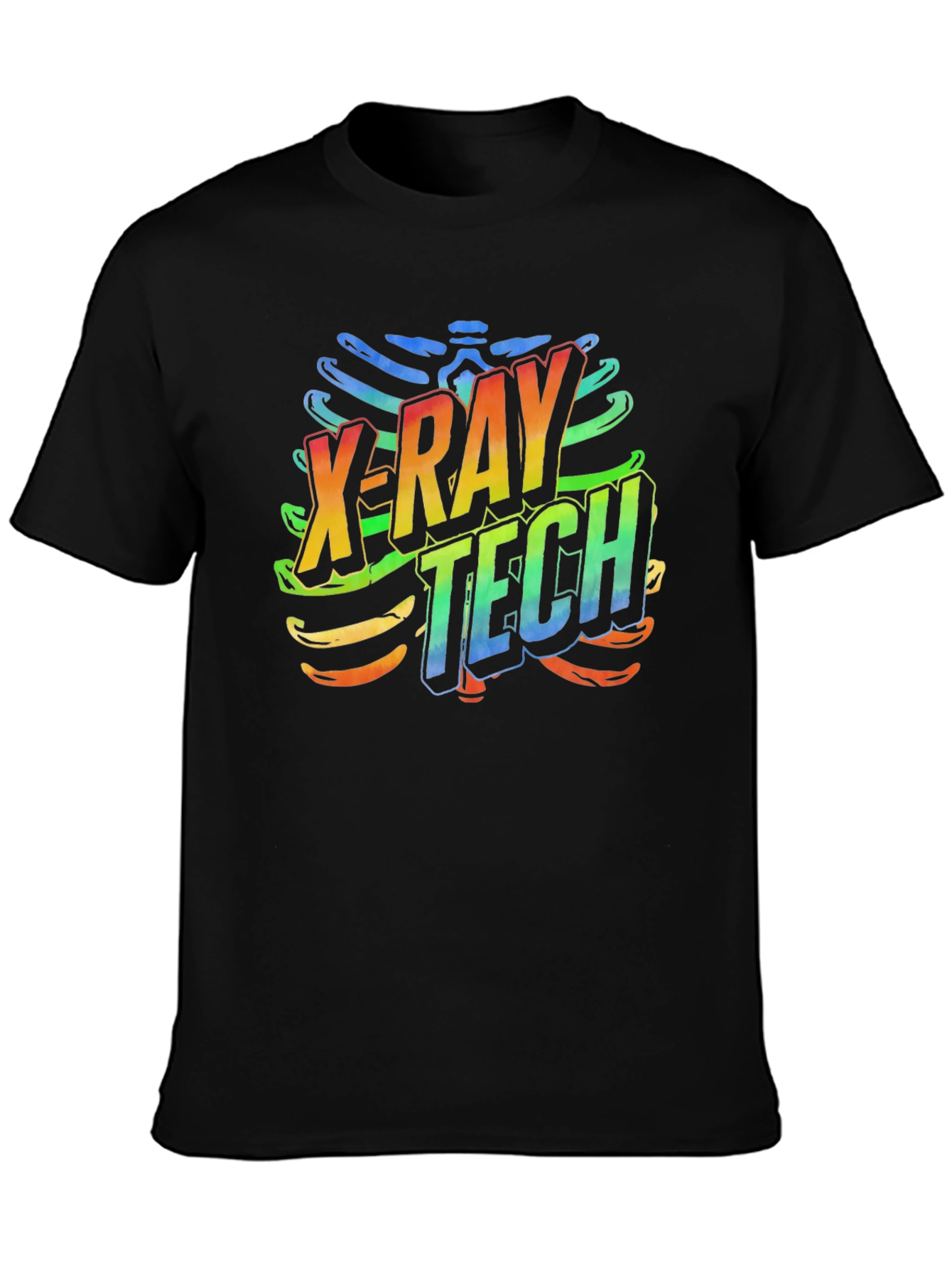 X-Ray Tech Rainbow Graphic Black T-Shirt