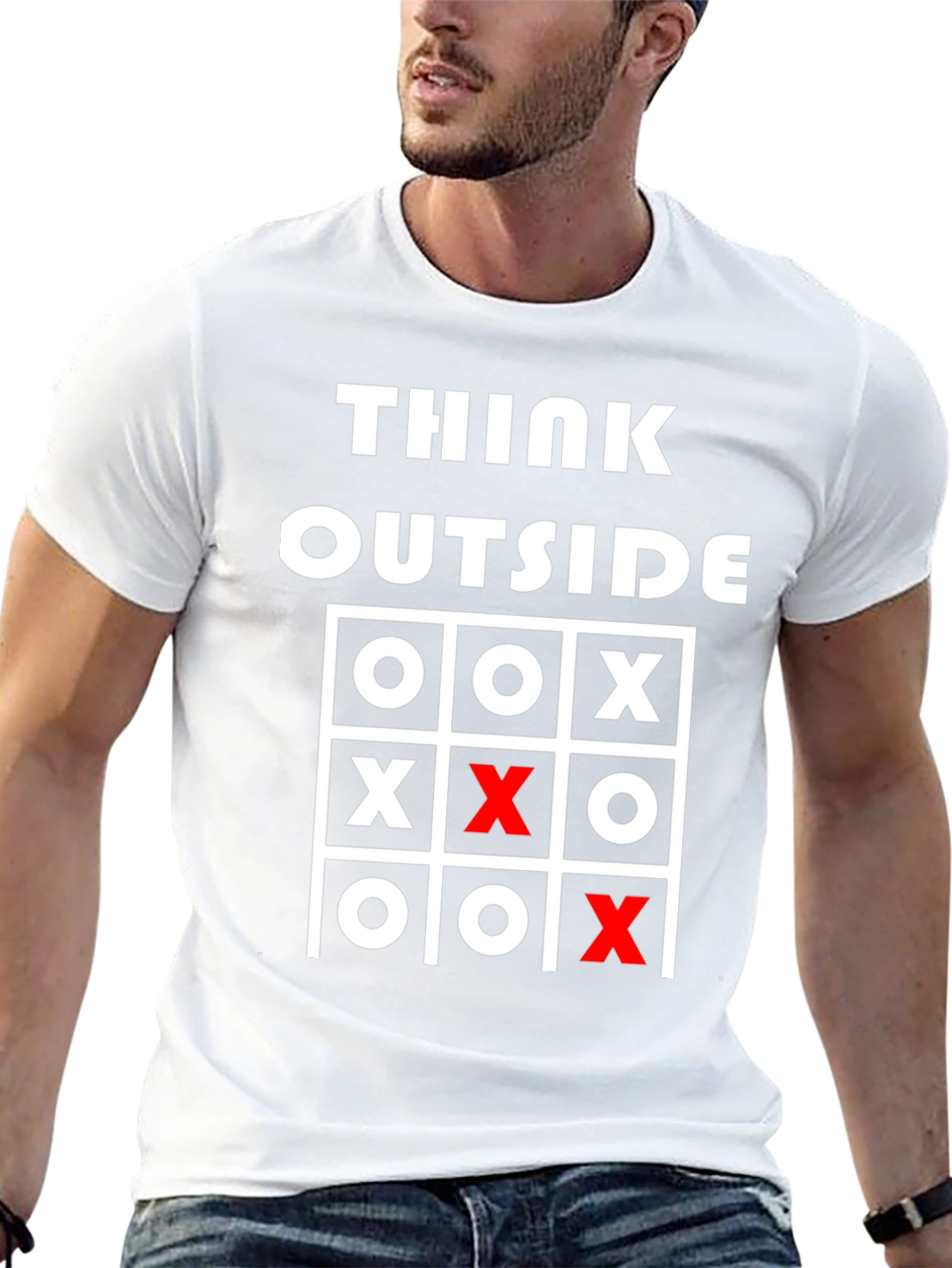 Think Outside Tic-Tac-Toe Graphic Tee - Black