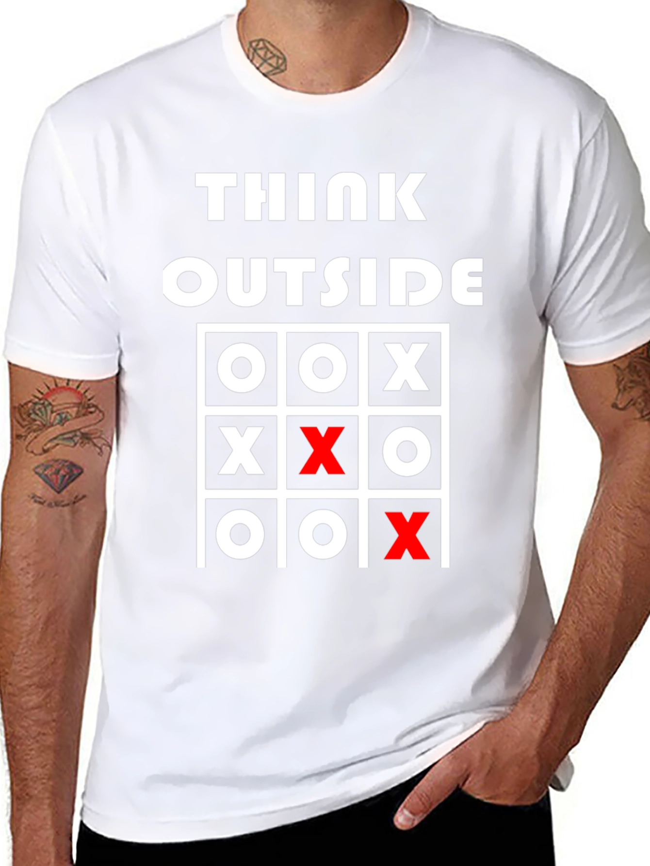 Think Outside Tic-Tac-Toe Graphic Tee - Black