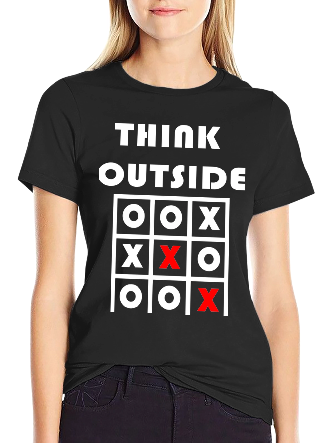 Think Outside Tic-Tac-Toe Graphic Tee - Black
