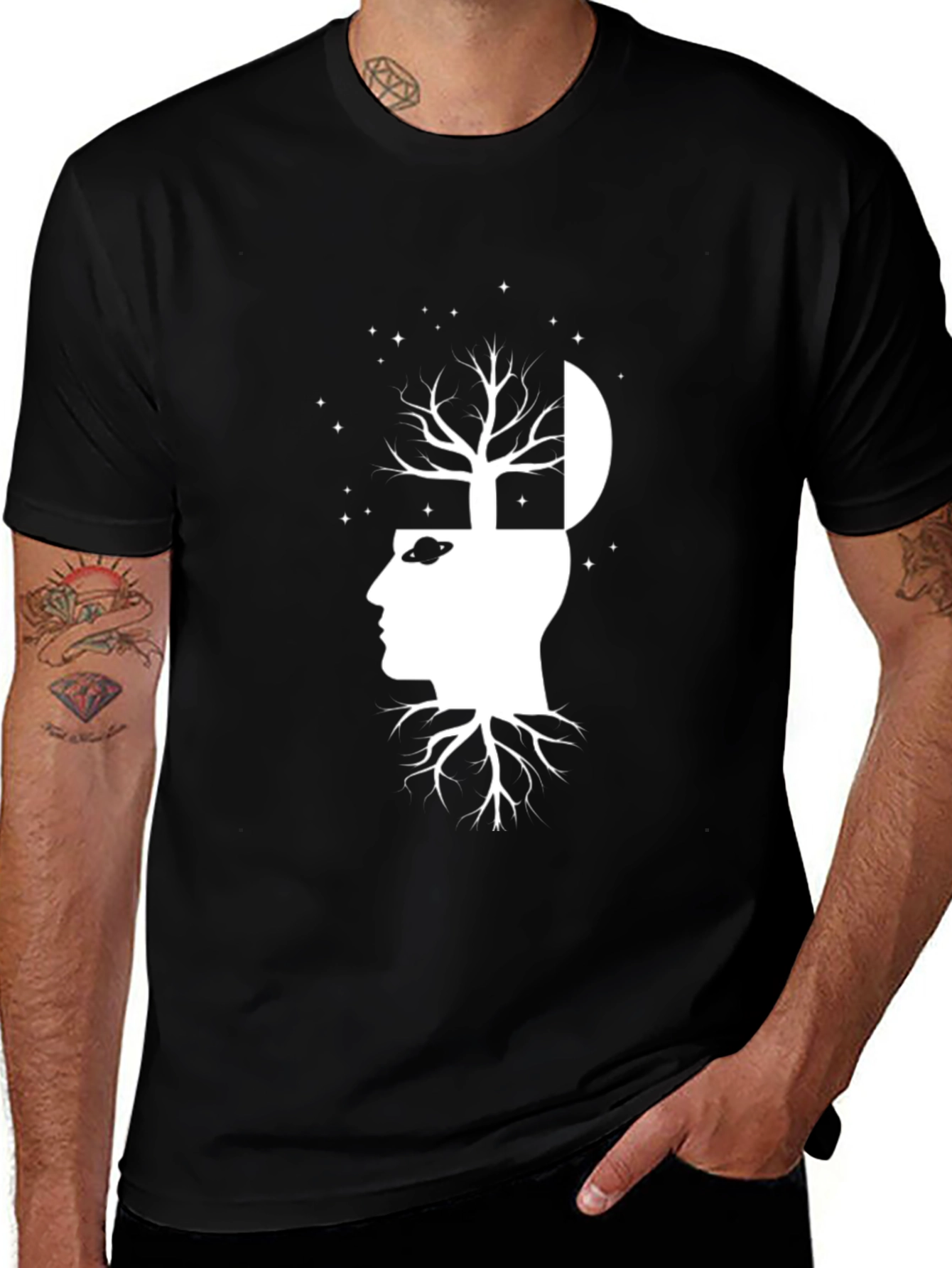 Thinking Tree Graphic Tee - Black