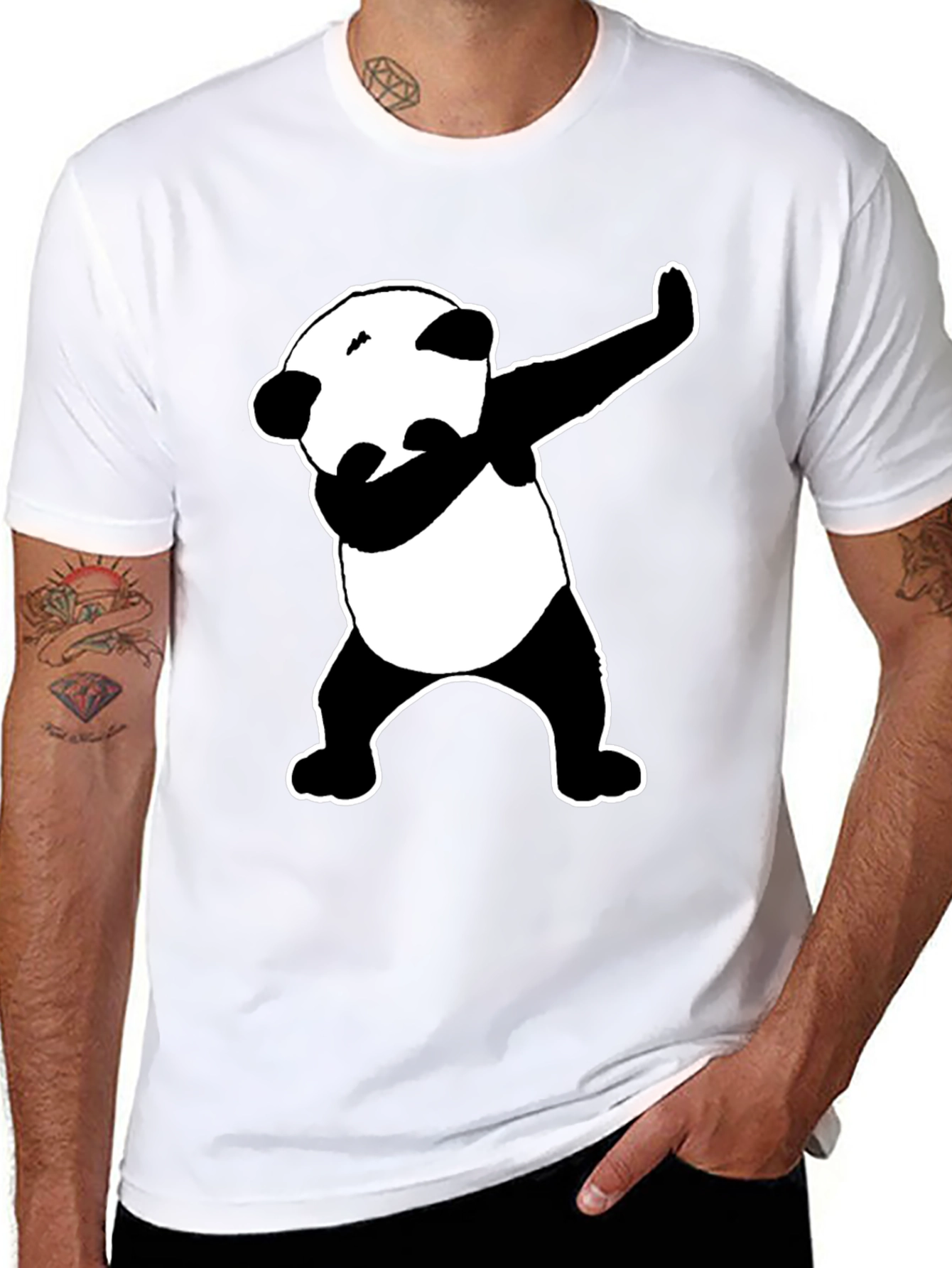 Dabbing Panda Graphic Tee - Black Cotton Blend