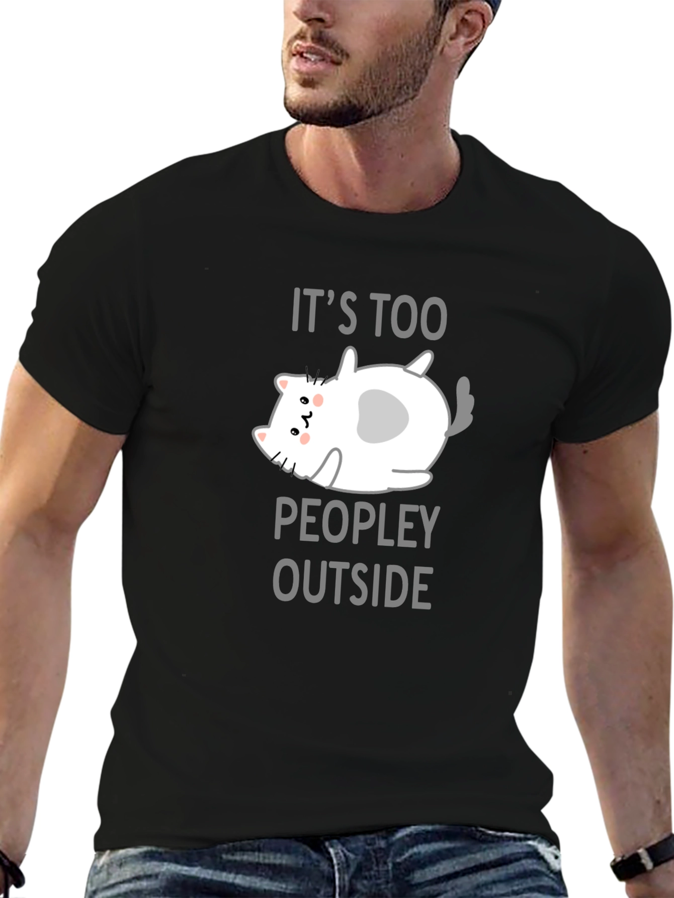 Its Too Peopley Outside Black T-Shirt