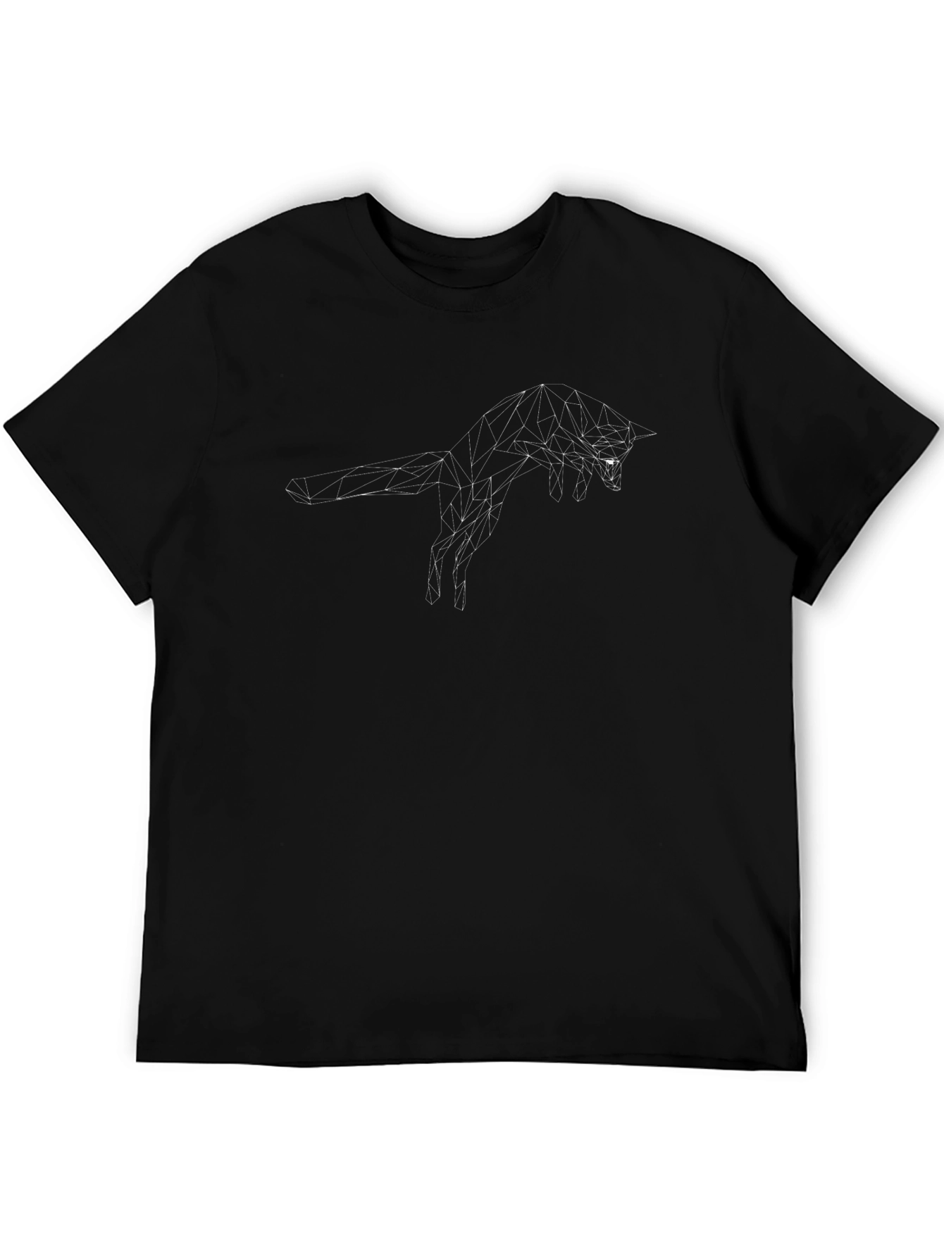 Geometric Wolf Graphic Tee - Black
